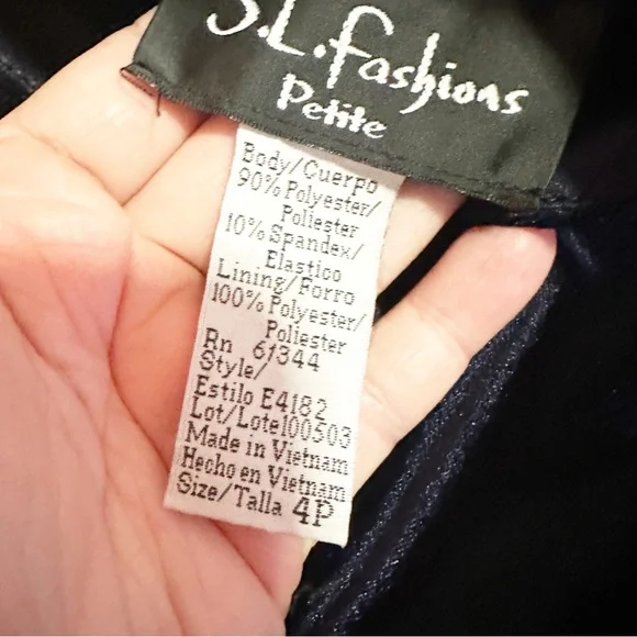 Vintage 90’s Navy velvet floral maxi dress short sleeves high neck size 4 petite - Picture 10 of 10